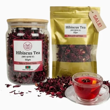 Premium Organic Hibiscus Tea made from naturally dried hibiscus flowers.